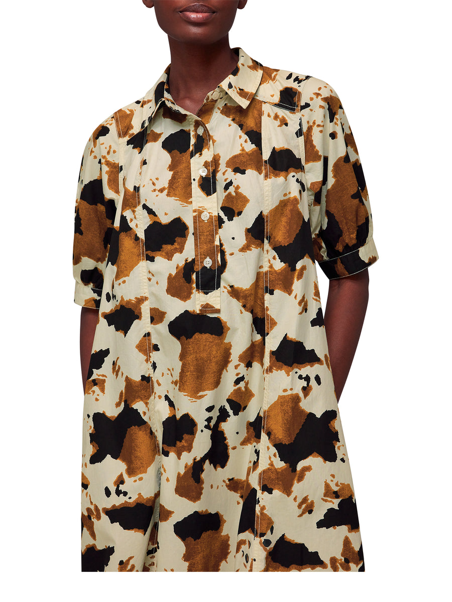 Cow In Green Grass Print Dress