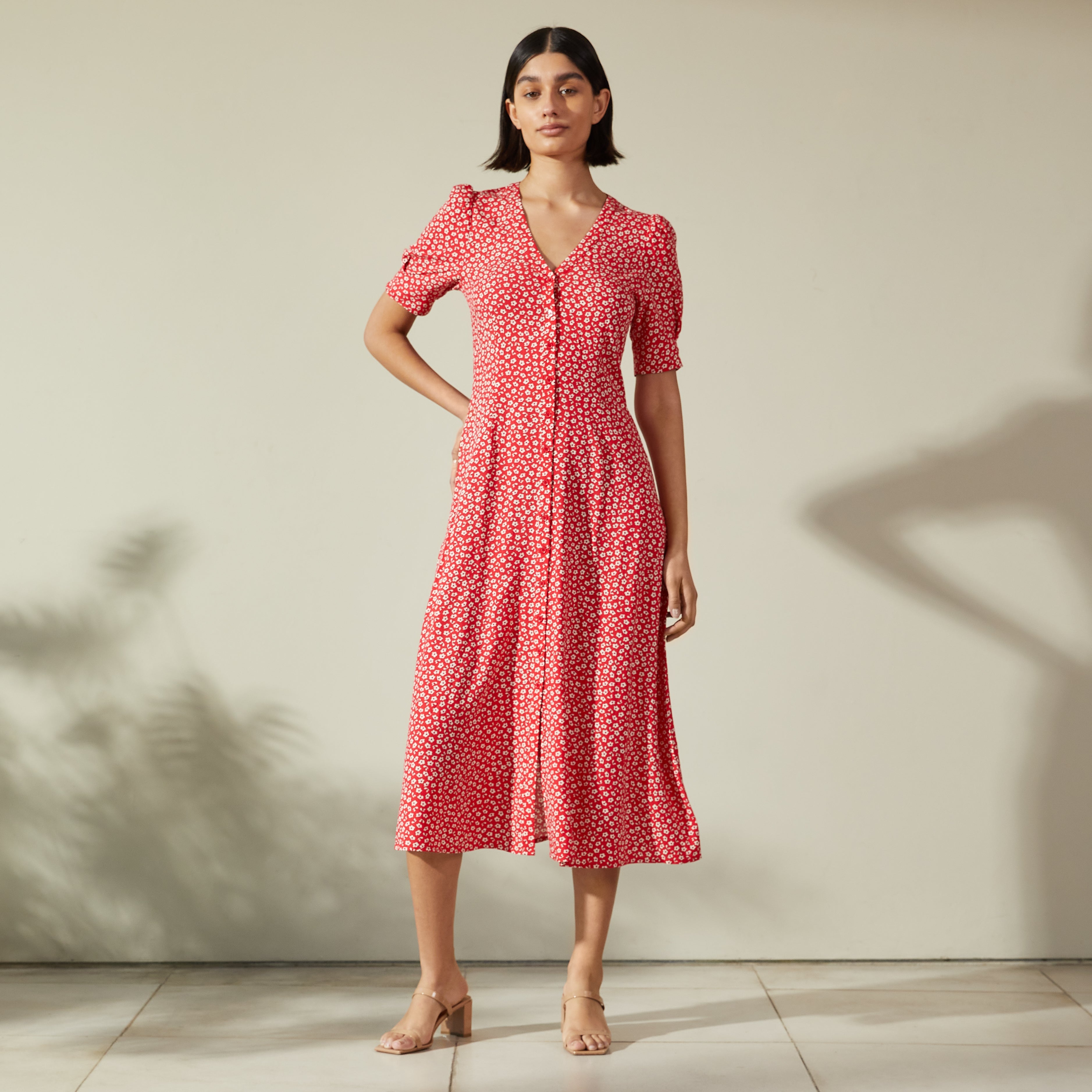 Floating Floral Midi Tea Dress – All Good Things